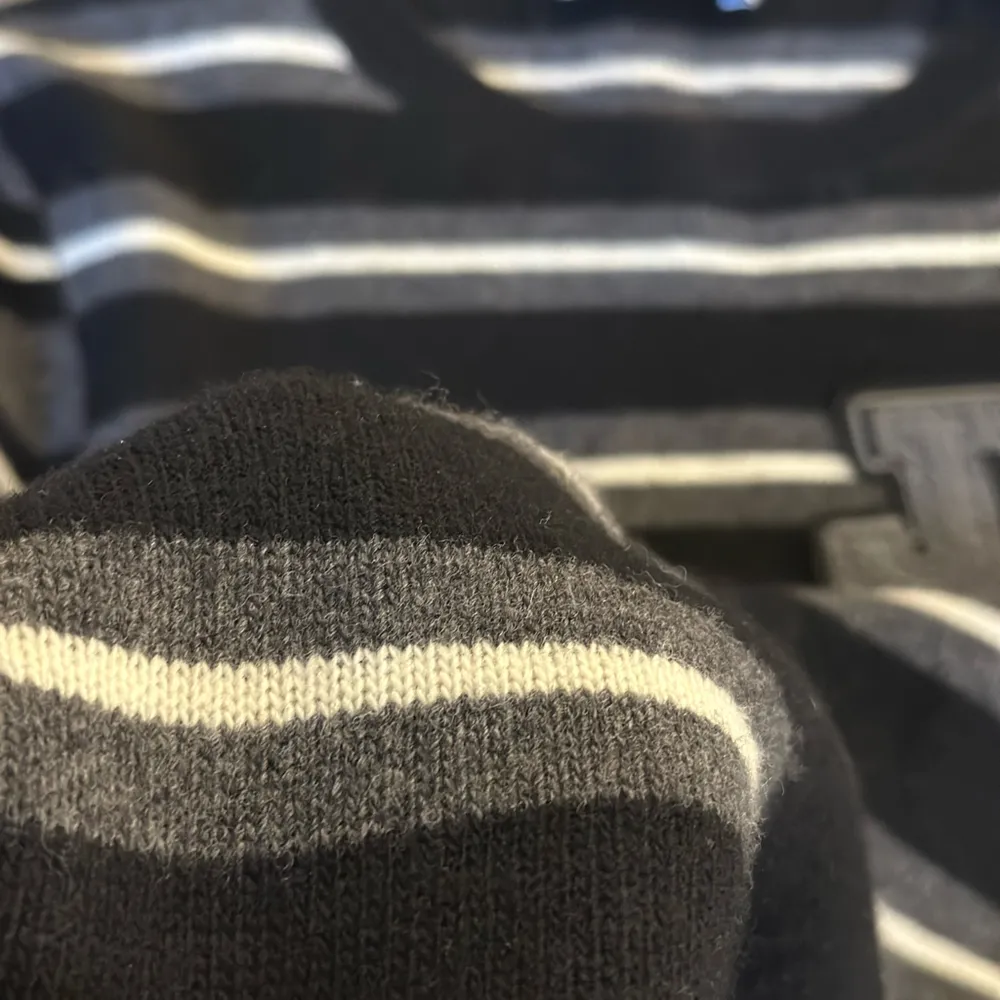 JW Anderson Logo Patch Stripe Crew Knit Gray - Image 5