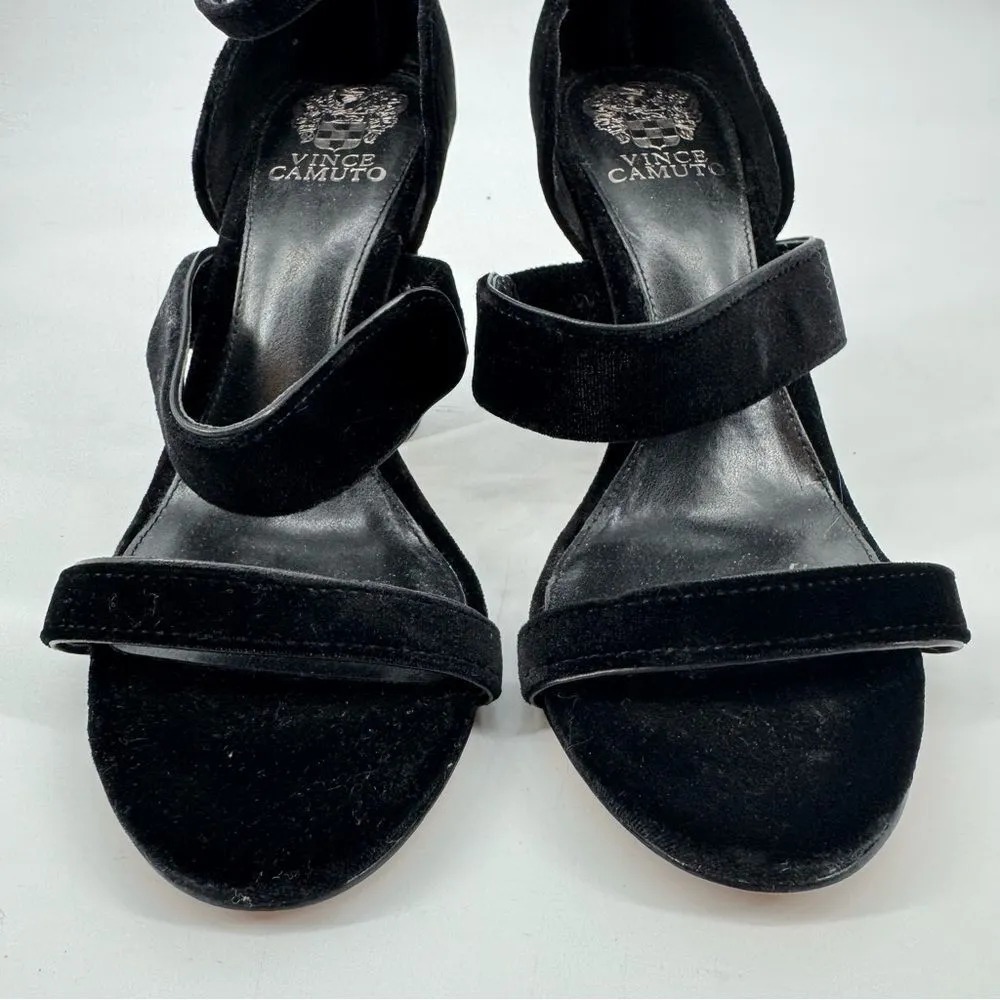 New Vince Camuto Velvet Robeka‎ Heeled Sandal Black 8.5 - Image 4