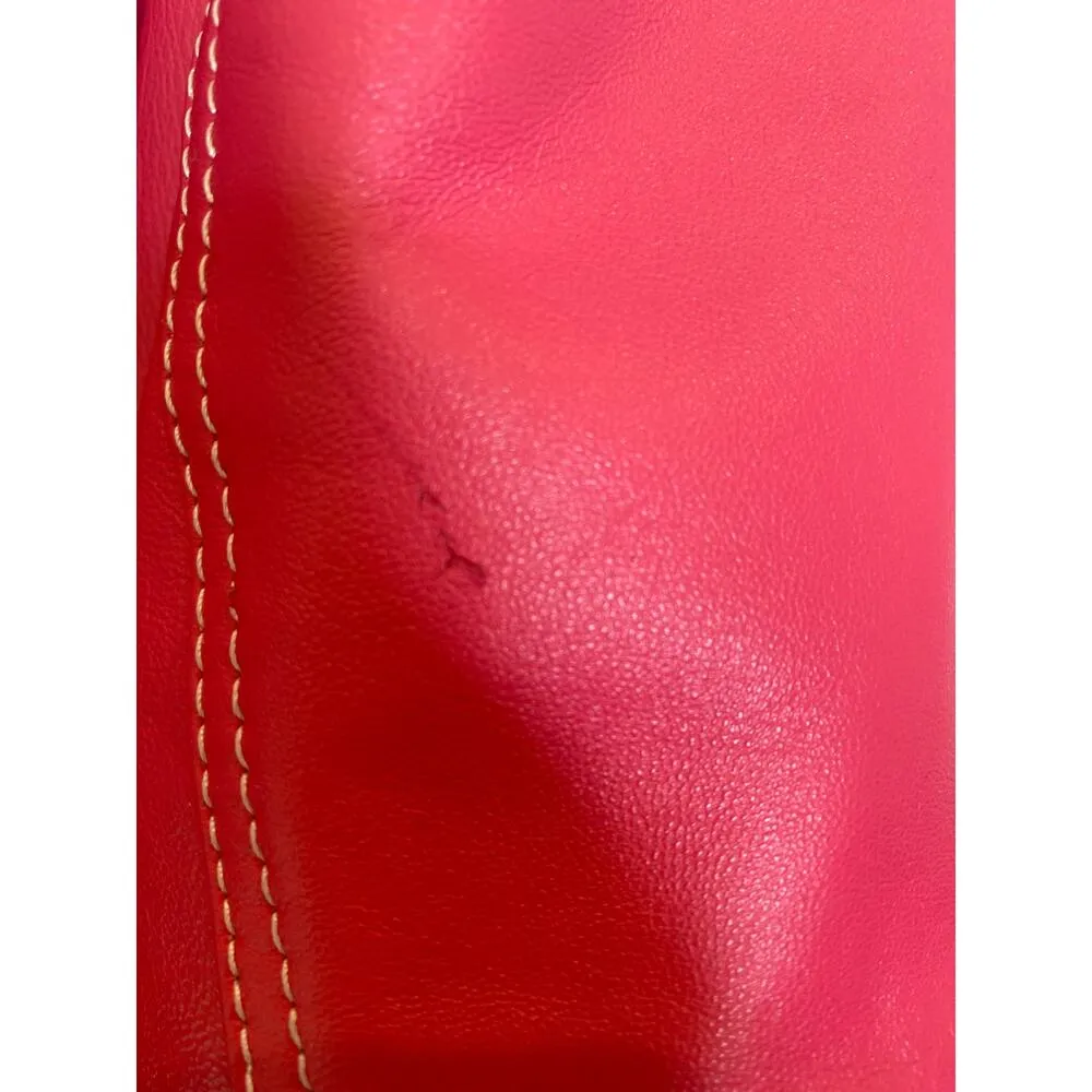 Chico’s Pink Leather Jacket Moto Zipper Jacket Sz 16 Long Sleeve Lined Pockets - Image 6