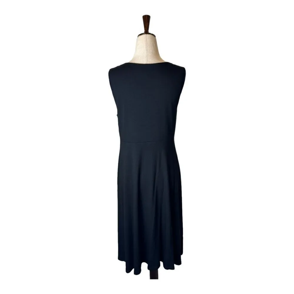 Eileen Fisher Dress‎ Women Small Black Sleeveless Fit And Flare Jersey Knit Midi - Image 2