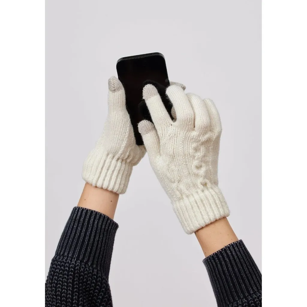 Hat Attack Frosty Touch Gloves in Ivory One Size Womens Smart Mittens Gray - Image 14