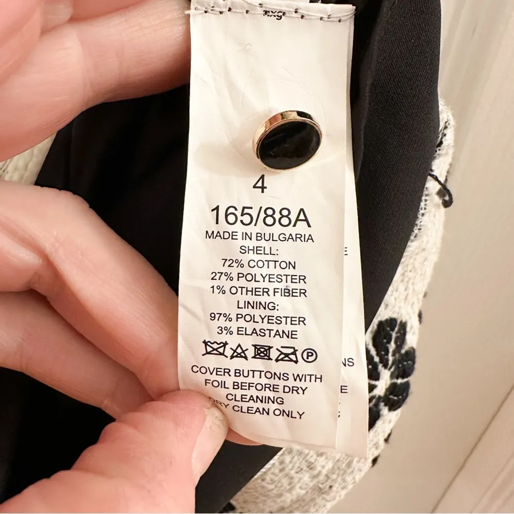 NWT Kate Spade Tweed Floral Daisy Short Sleeve Mini Dress Black white sz 4 - Image 14