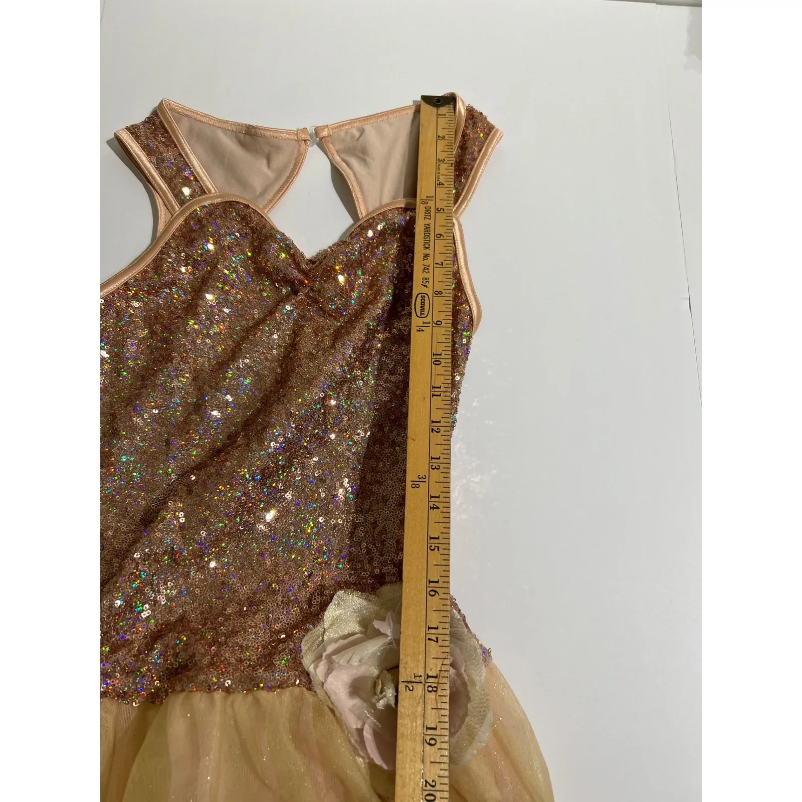Weissman Sequin Dance Costume Dress Womens MA Pink Gold Tutu Performance Size M - Image 6