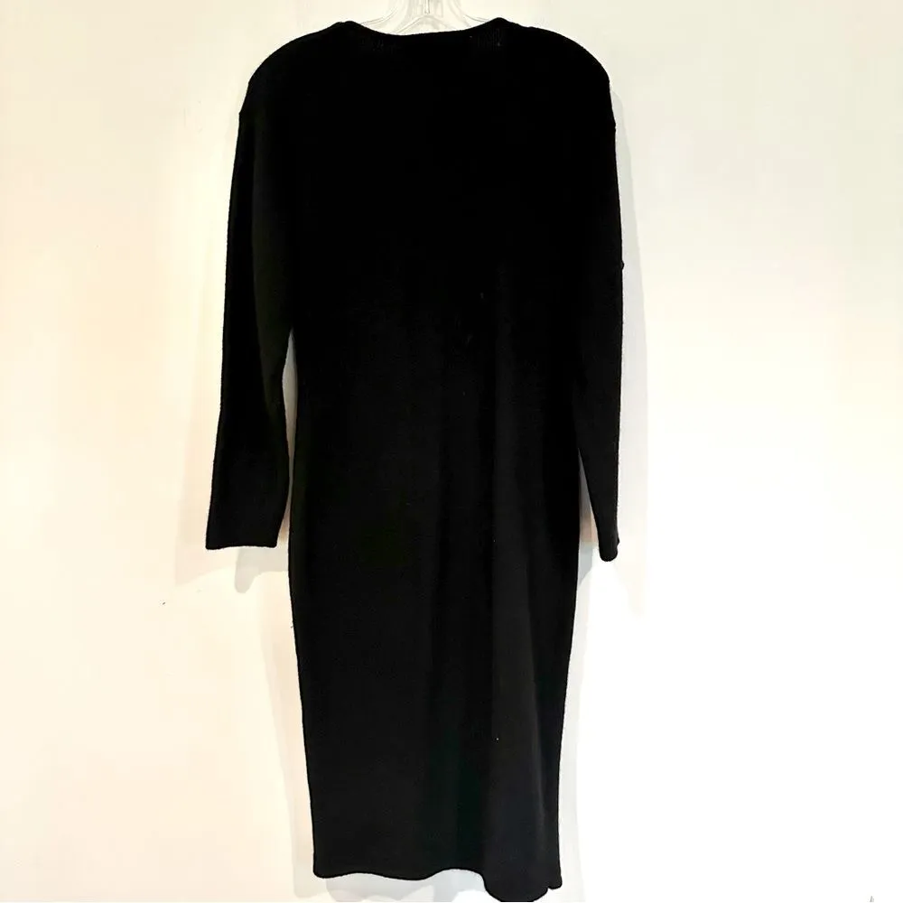 Adrienne Vittadini Vintage Wool Sequin Dress Women's Medium Black Holiday‎ Y2K - Image 6