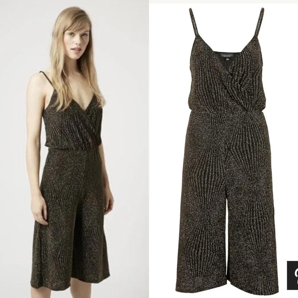 Topshop Glitter Wrap Culotte Jumpsuit - 4 - Image 2
