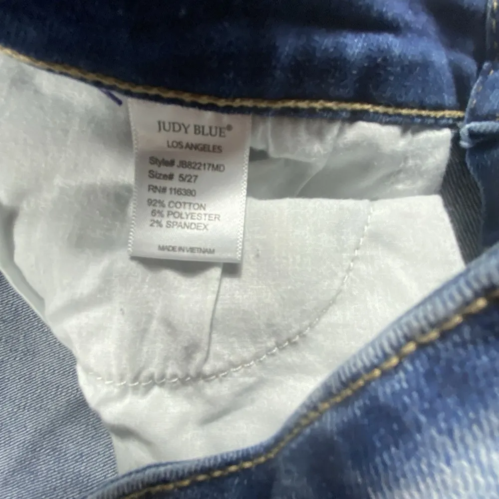 Judy Blue Jeans Womens Sz 5/27 Juniors Boyfriend Fit Ripped Straight Leg Cropped - Image 12