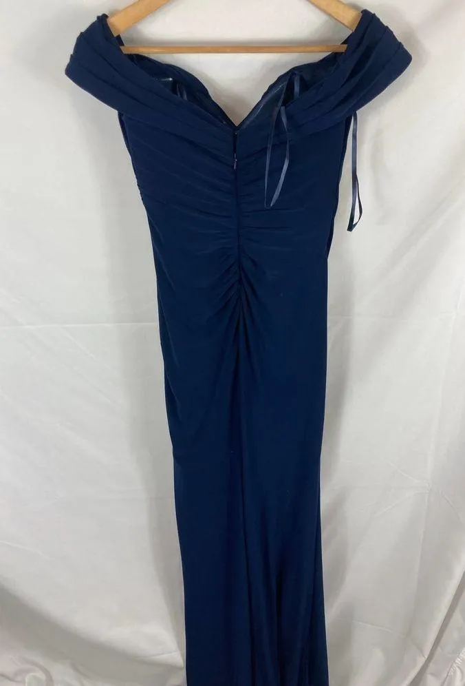 La Femme Off Shoulder Jersey Gown Navy size 2 - Image 5