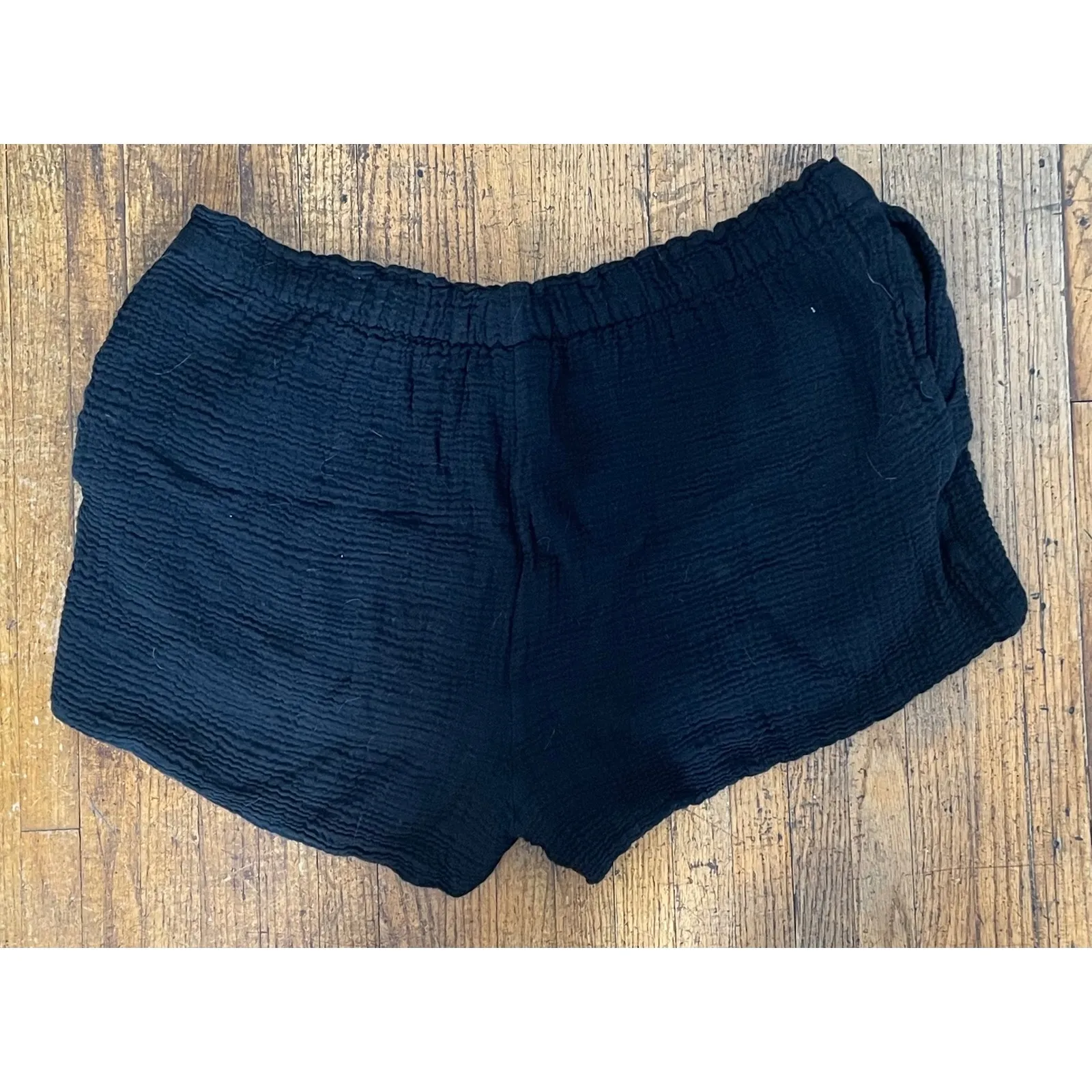 COZY EARTH Black Gauze Lounge Shorts Elastic Waist‎ Pockets Size L Size L - Image 2