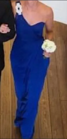XSCAPE formal dress sapphire blue one shoulder wedding prom size 2 - Image 1