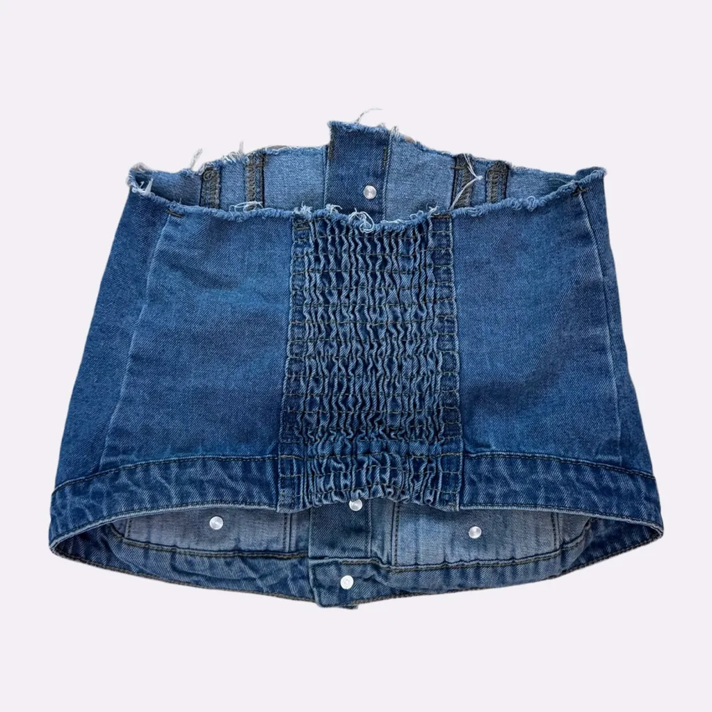 NWOT SweatyRocks Strapless Button-Up Denim Crop Top – Y2K Style, Size Small - Image 7
