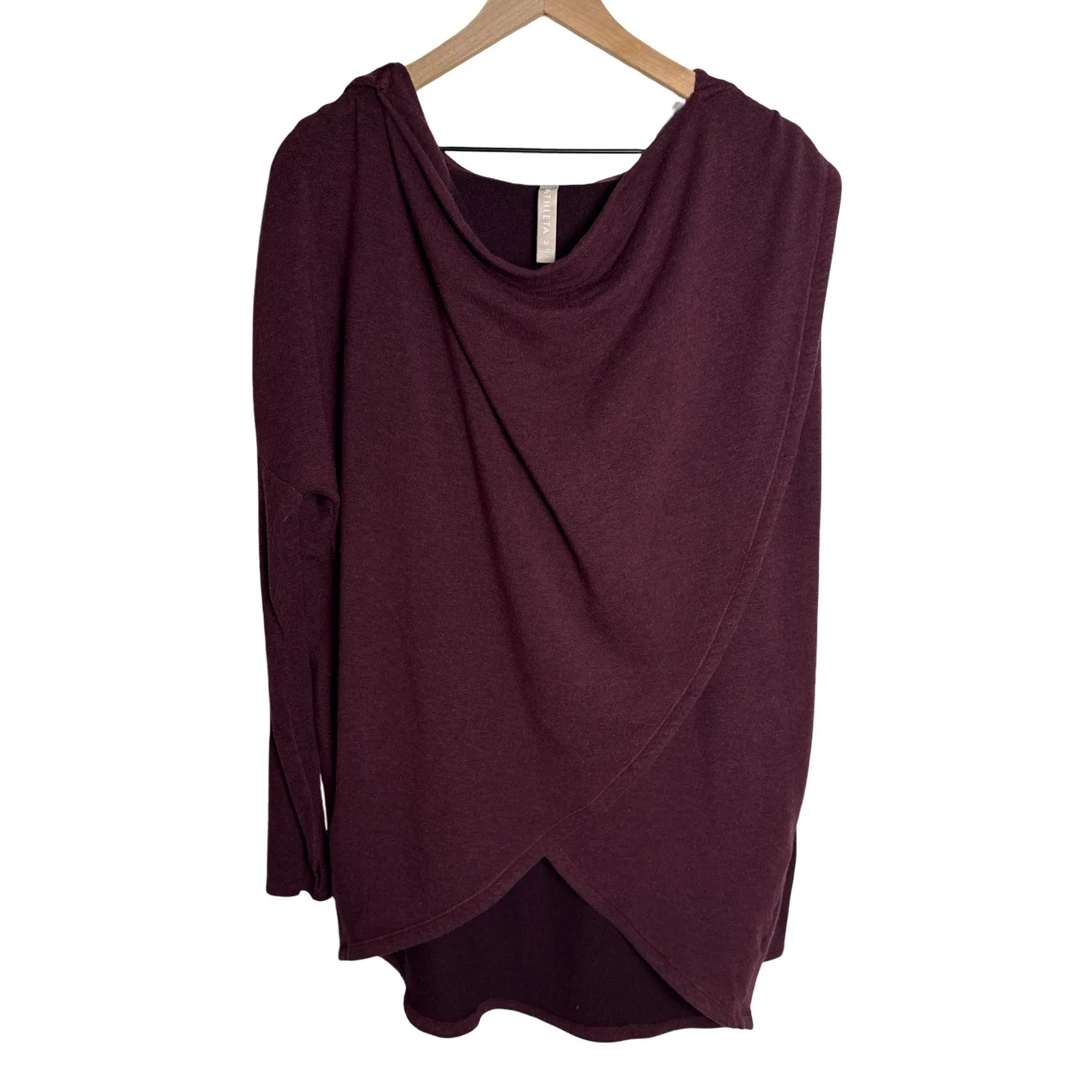 Athleta Cozy Soft Purana Wrap Hoodie Spiced Cabernet Size M Lounge Athleisure - Image 3
