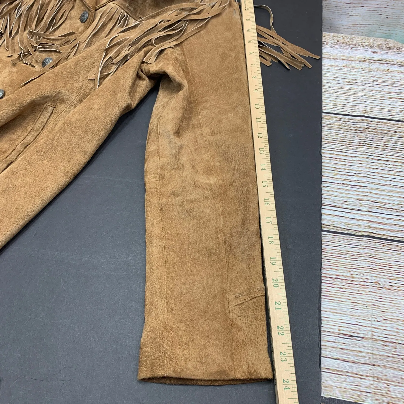 Back In The Saddle Suede Fringe Western Jacket Blazer Brown Women's Medium - Image 9