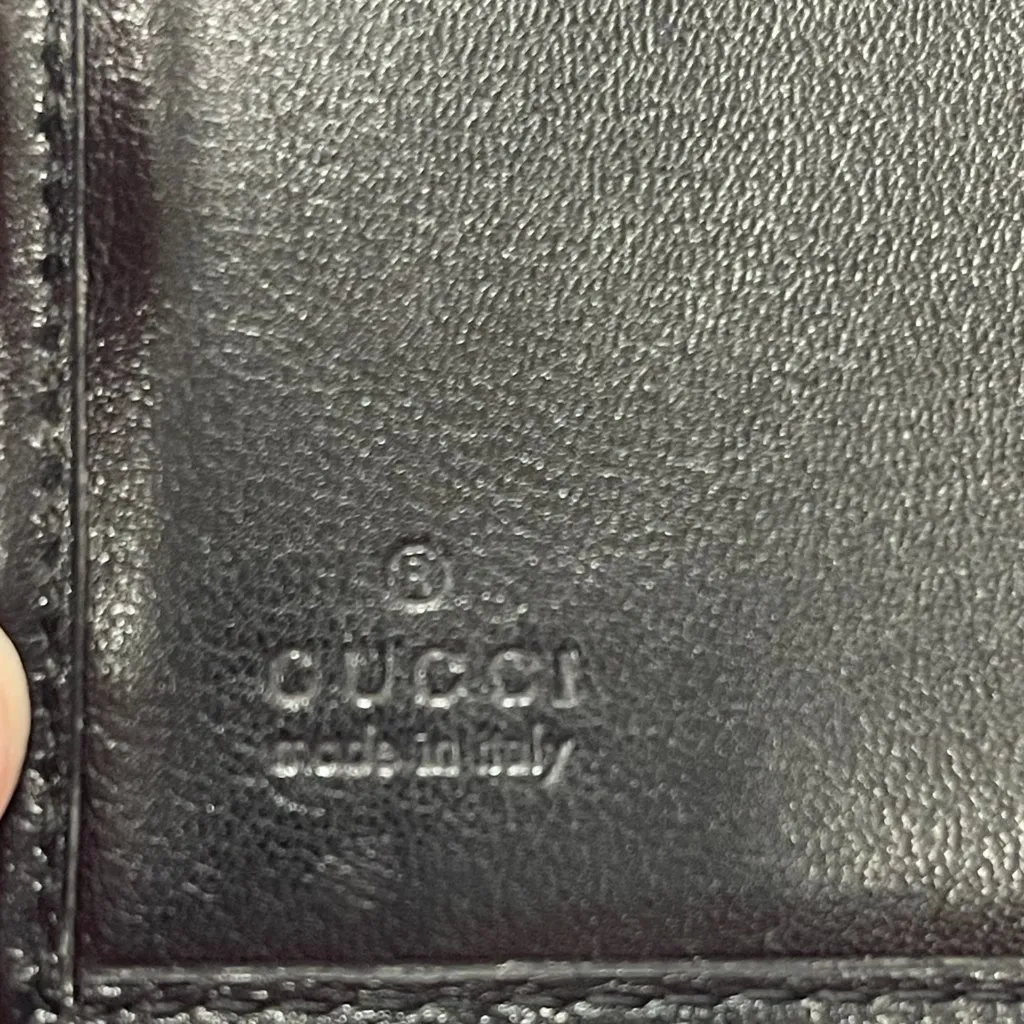 GUCCI Leather Bi-fold Compact Wallet Black - Preowned - Image 14