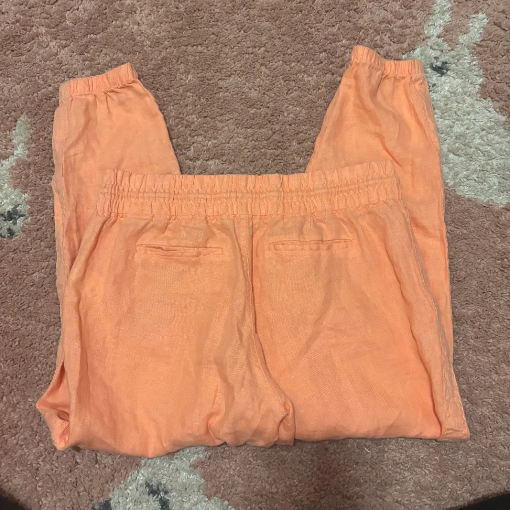 NWT ATHLETA Cabo Linen Jogger Pants Women's Size 14 Peach 530642 Soft Cozy Warm - Image 8