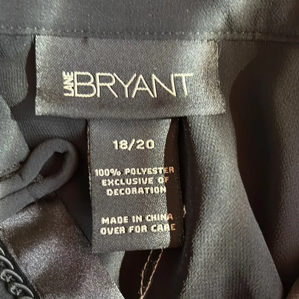 Lane Bryant Black Embellished Mandarin Collar Blouse - Image 2