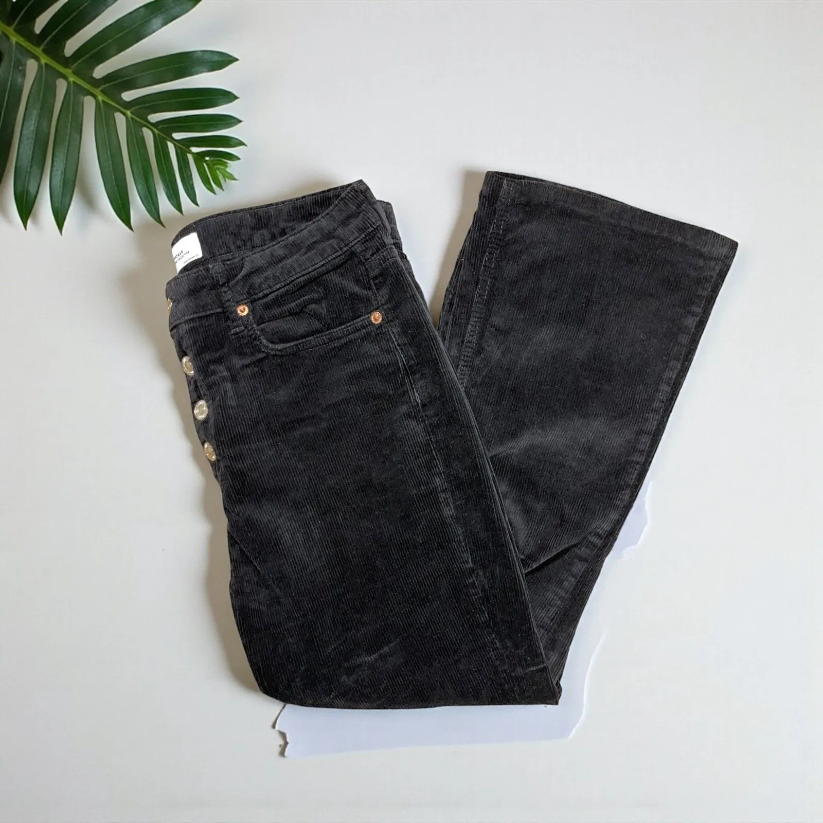 Zara Woman High-Rise Corduroy Button-Fly Cropped Kick Flare Pants - Image 7