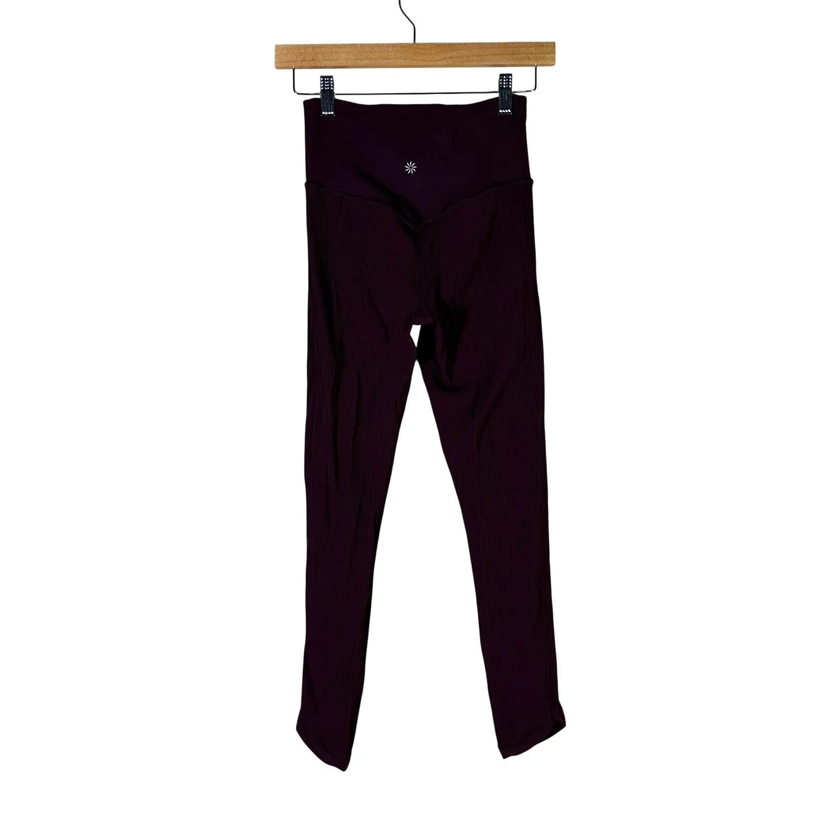 Athleta Elation Crossover Leggings Womens XS Purple Ribbed Stretch Athleisure - Image 3