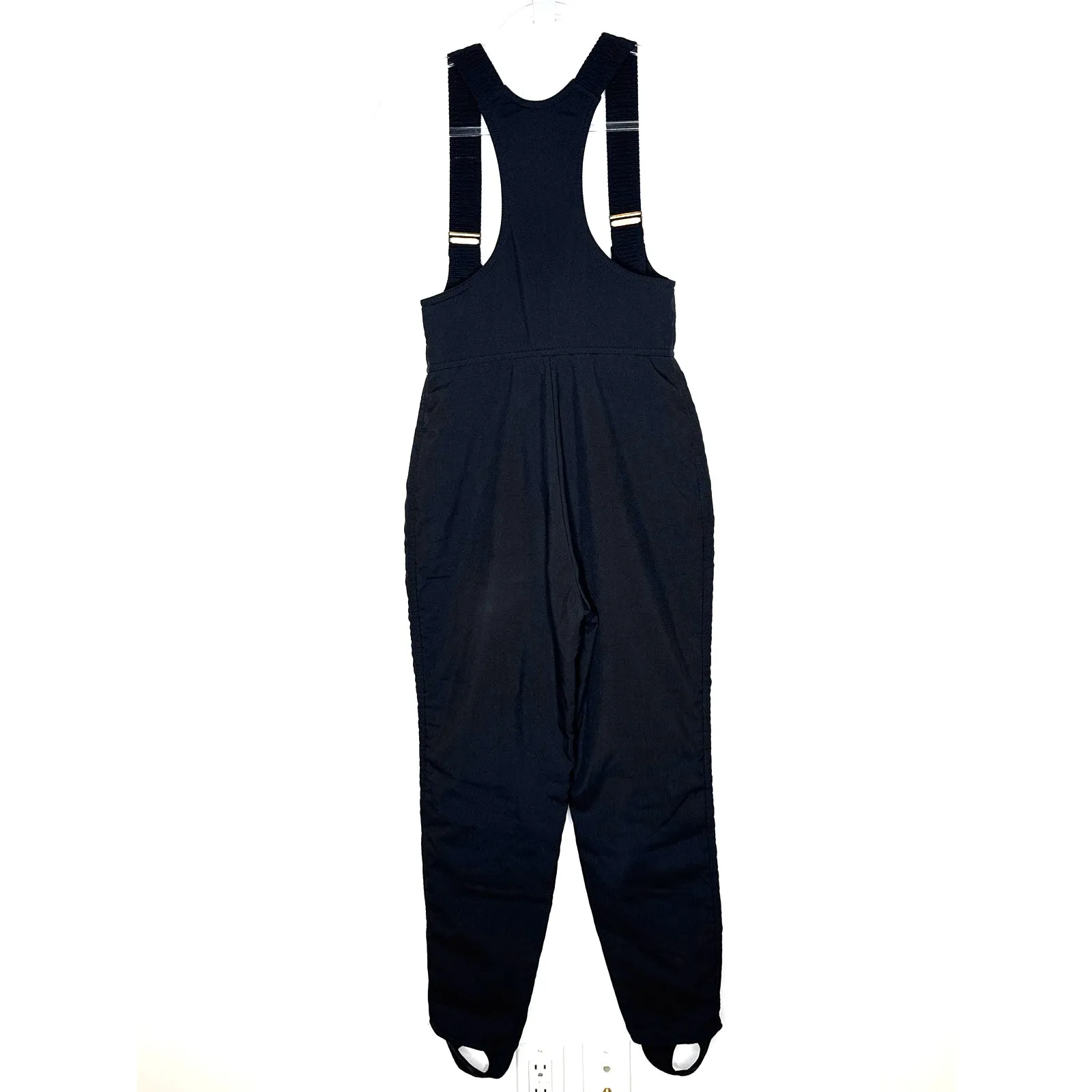 Vintage 1980s–90s Fera Black Quilted Ski Bib Overalls with stirrups 4 petite Size 4P - Image 4