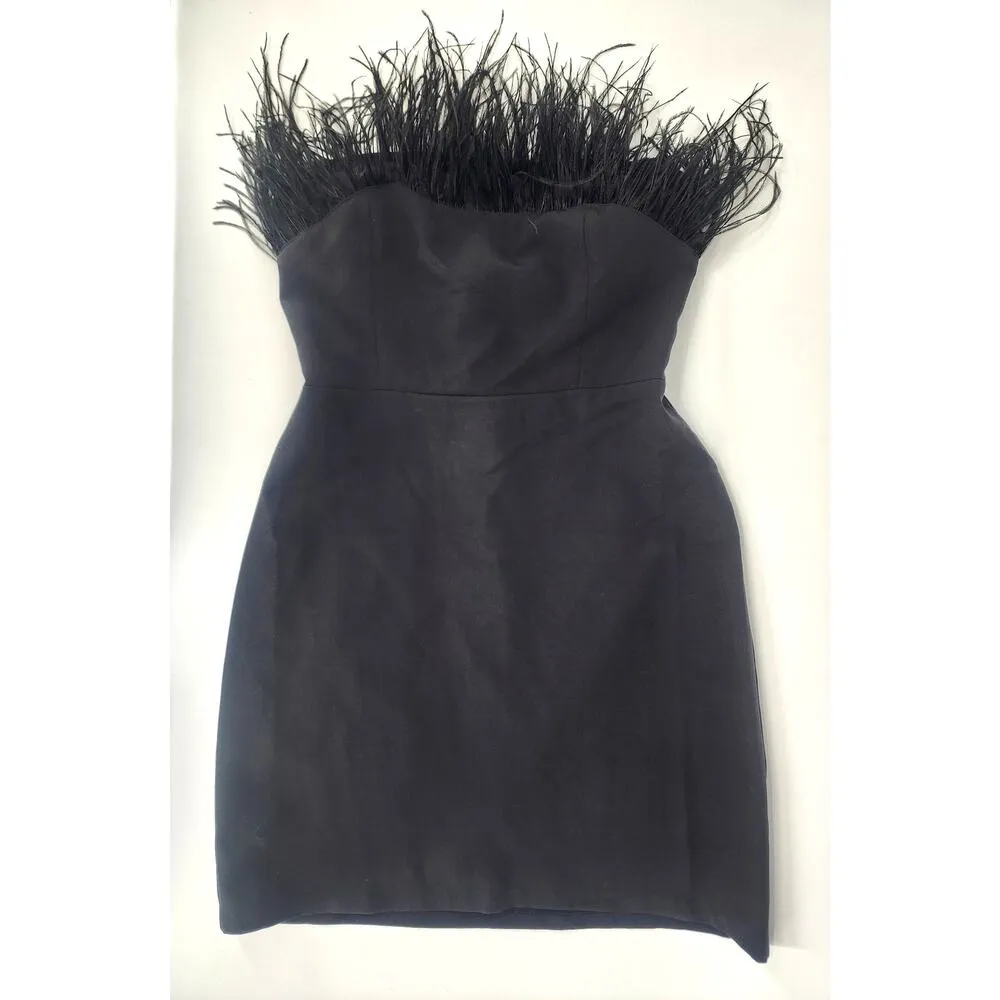 Sam Edelman Black Feather Top Strapless Mini Dress Women's Size 6 - Image 12