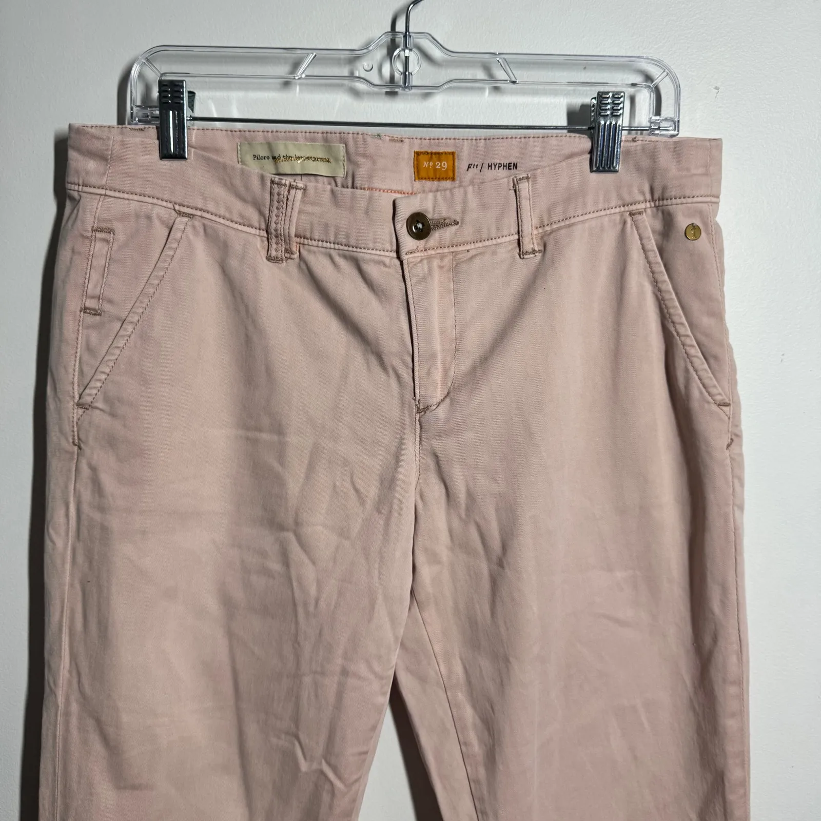 Pilcro Hyphen Chino Pant Women 29 Pink Blush Straight Preppy Minimal Modest - Image 3