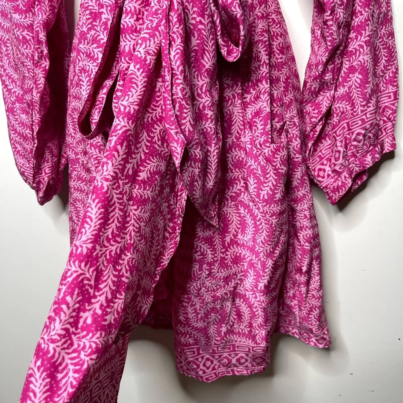 Natalie Martin pink silk Nico long sleeve mini wrap dress sz S - Image 8