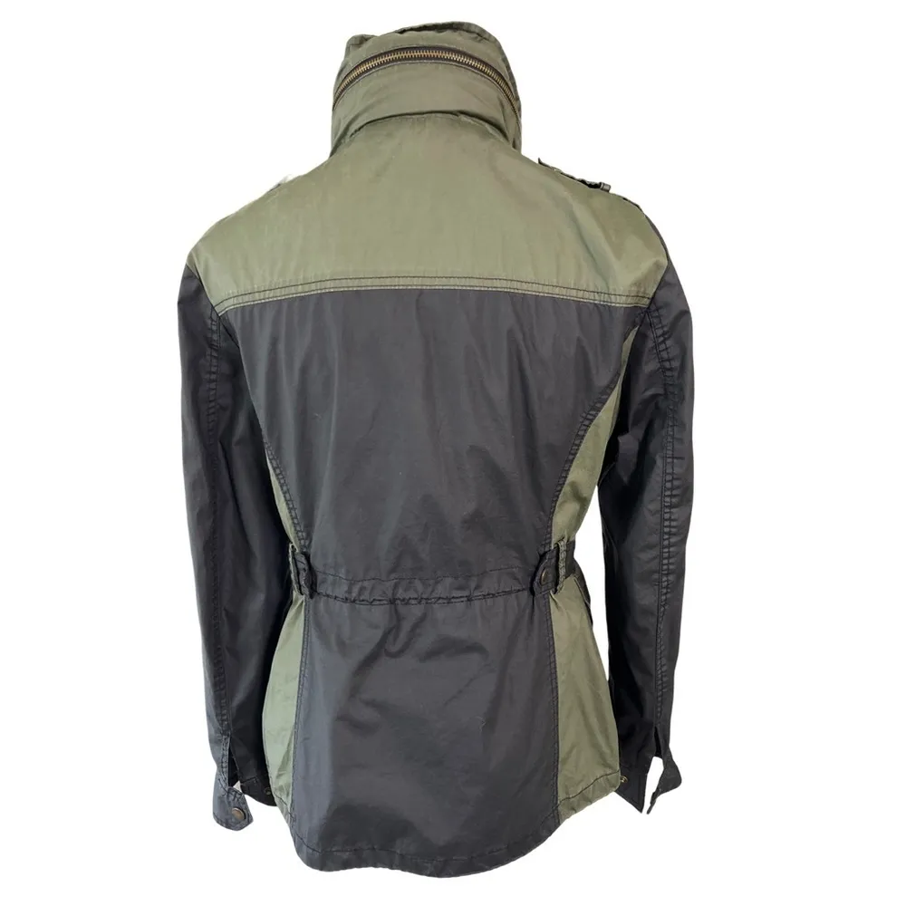 Michael Kors Green & Black Utility Jacket Women’s Small | Canvas Zip Hooded VGUC - Image 4