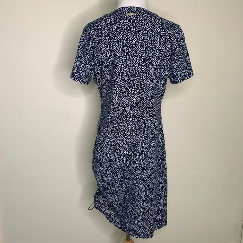 Michael Michael Kors Blue Giraffe Print T Shirt Dress Ruched Side Sz XL - Image 2