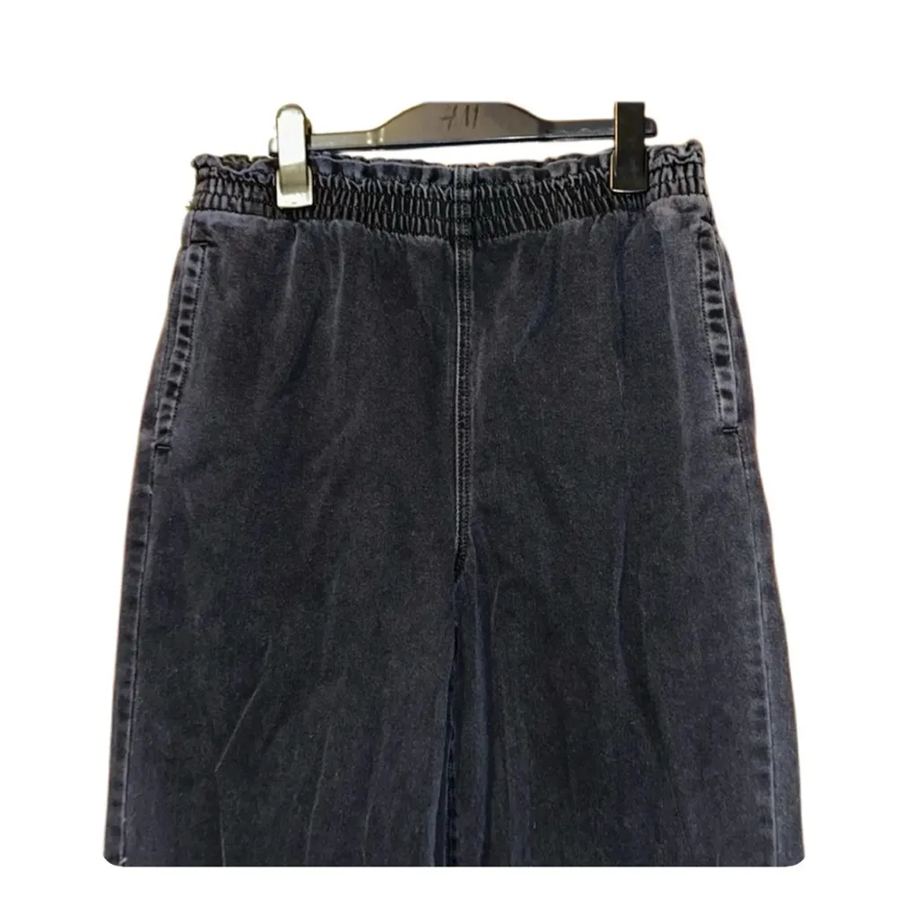 American Eagle black denim elastic waist wide leg baggy jeans - Image 3