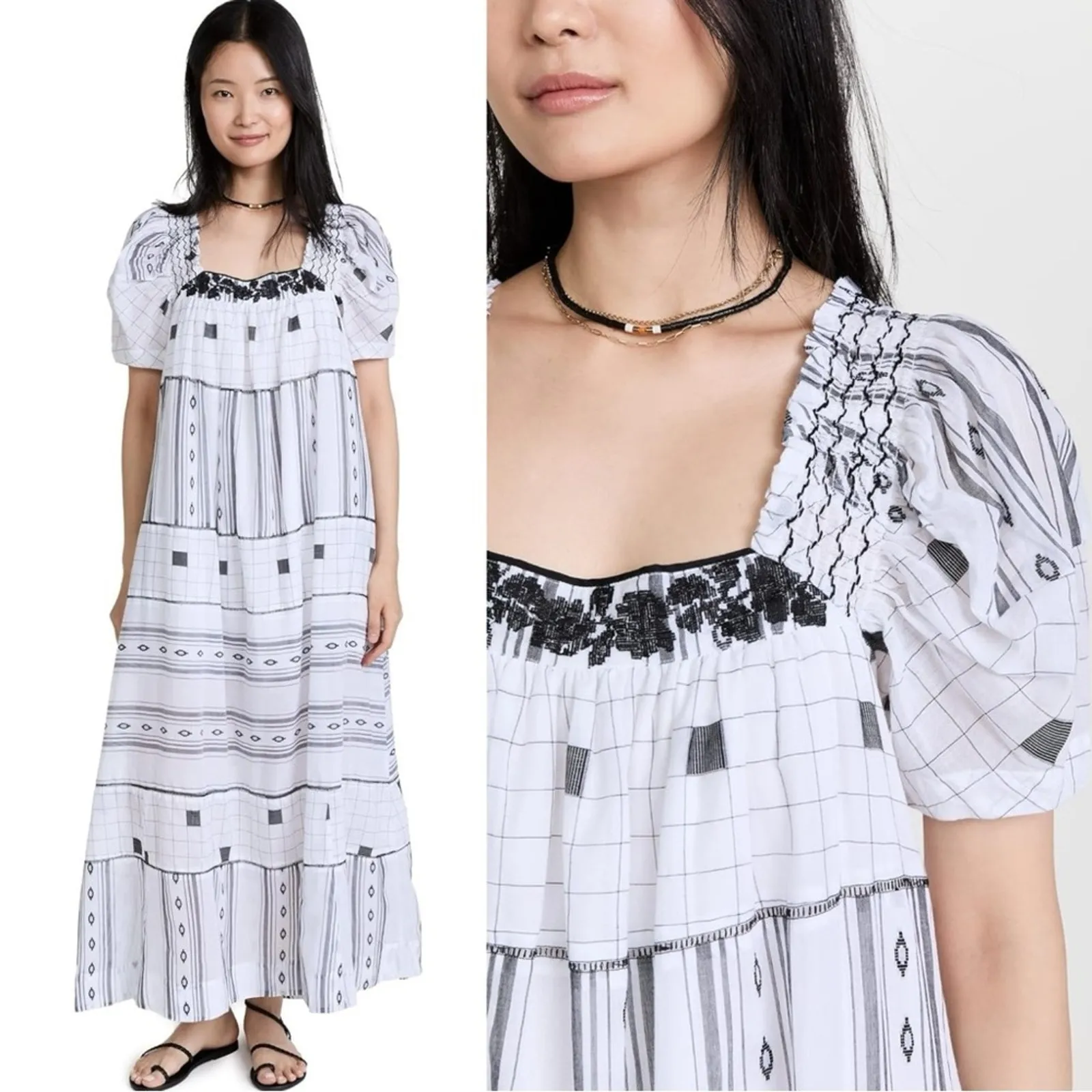 Free People Western Bohemian Jamie Embroidered Maxi Dress Size Large Ethereal - Image 4