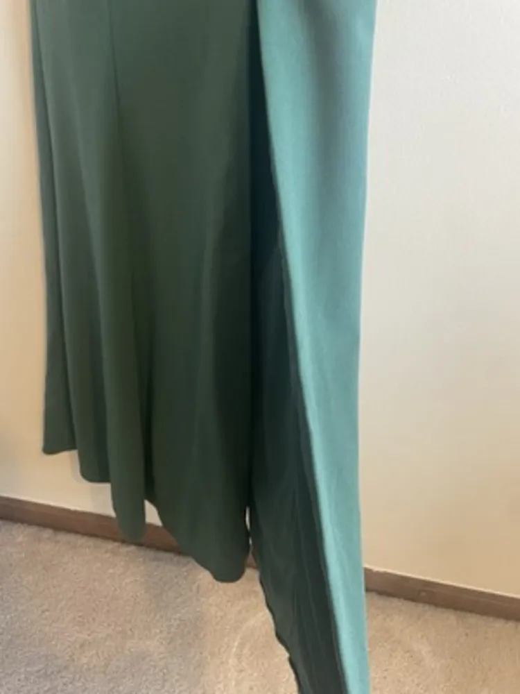 Azazie Rogue Green Bridesmaid Long Dress Mermaid Scoop Side Slit Bust 30 Waist25 - Image 5