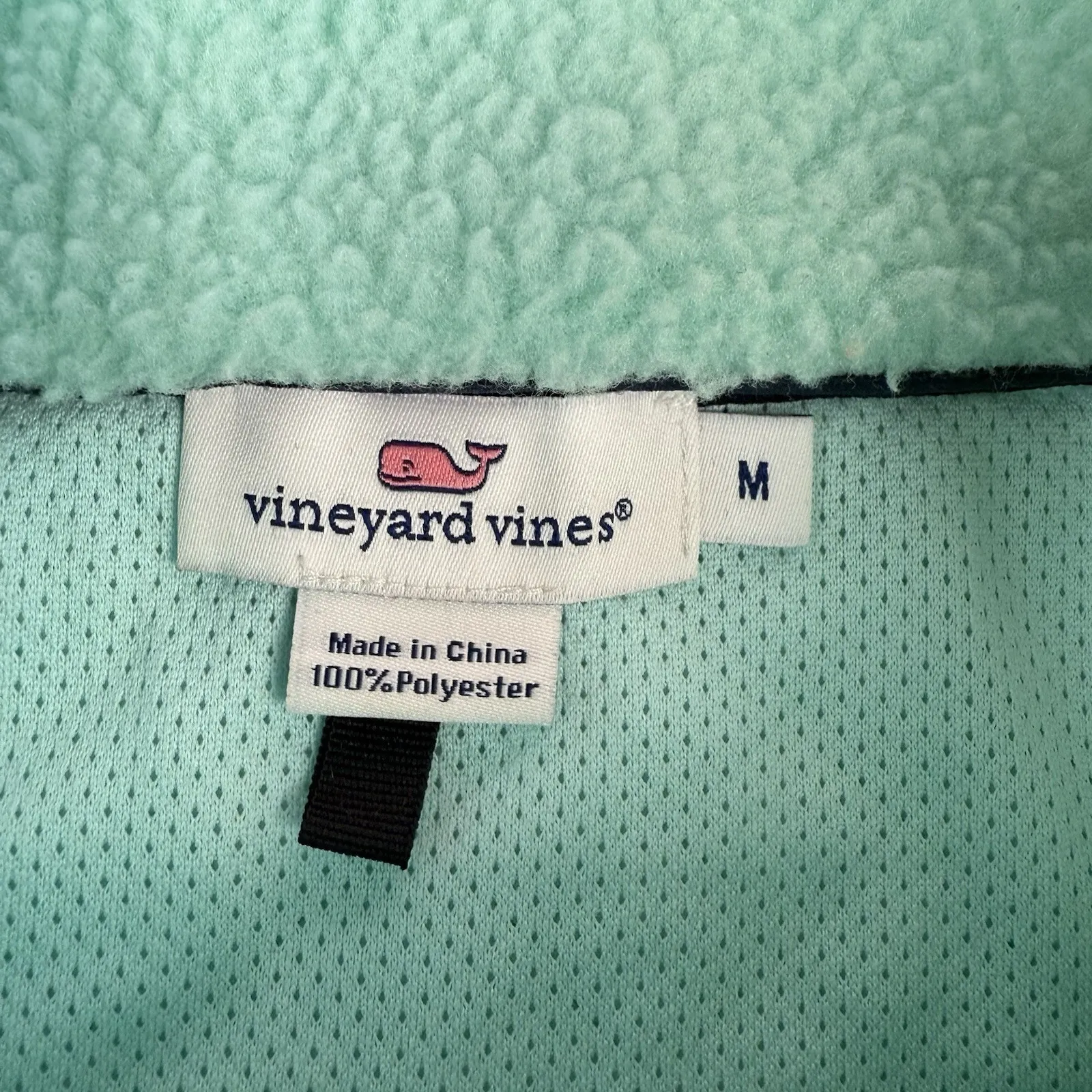Vineyard Vines Sea View Quilted Mint Green Fleece Vest Women's Size Medium Zip - Image 5