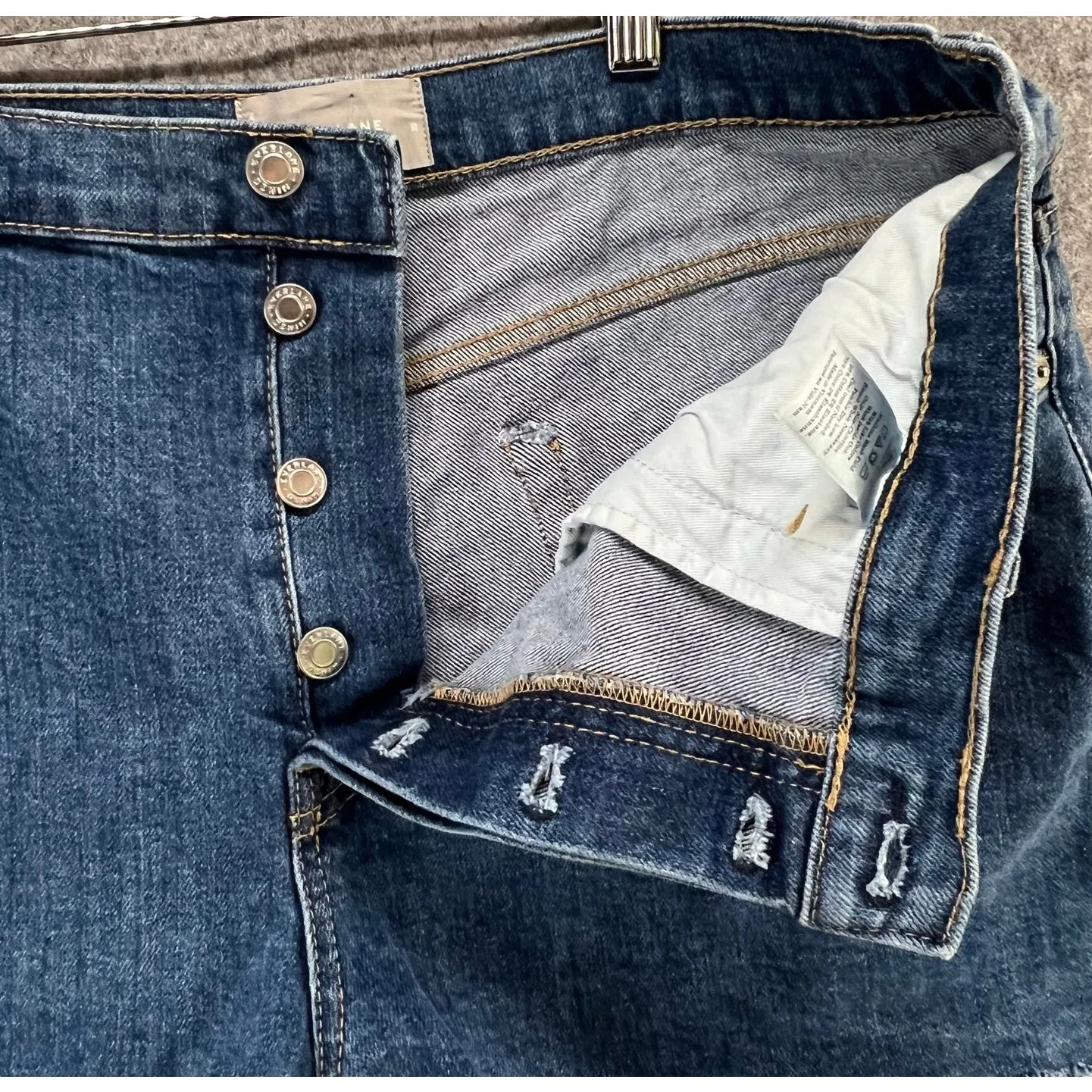 Everlane Cheeky Jean Shorts Women 32 Blue Cut Off Denim Button Fly High Rise - Image 4