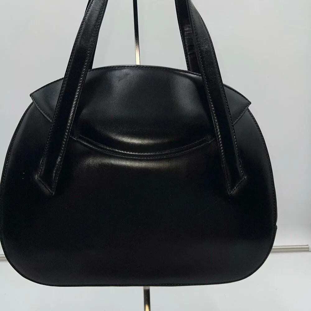 Bally Vintage Structured Lambskin Bag with Brushed Gold Turn Lock Closure - Image 4