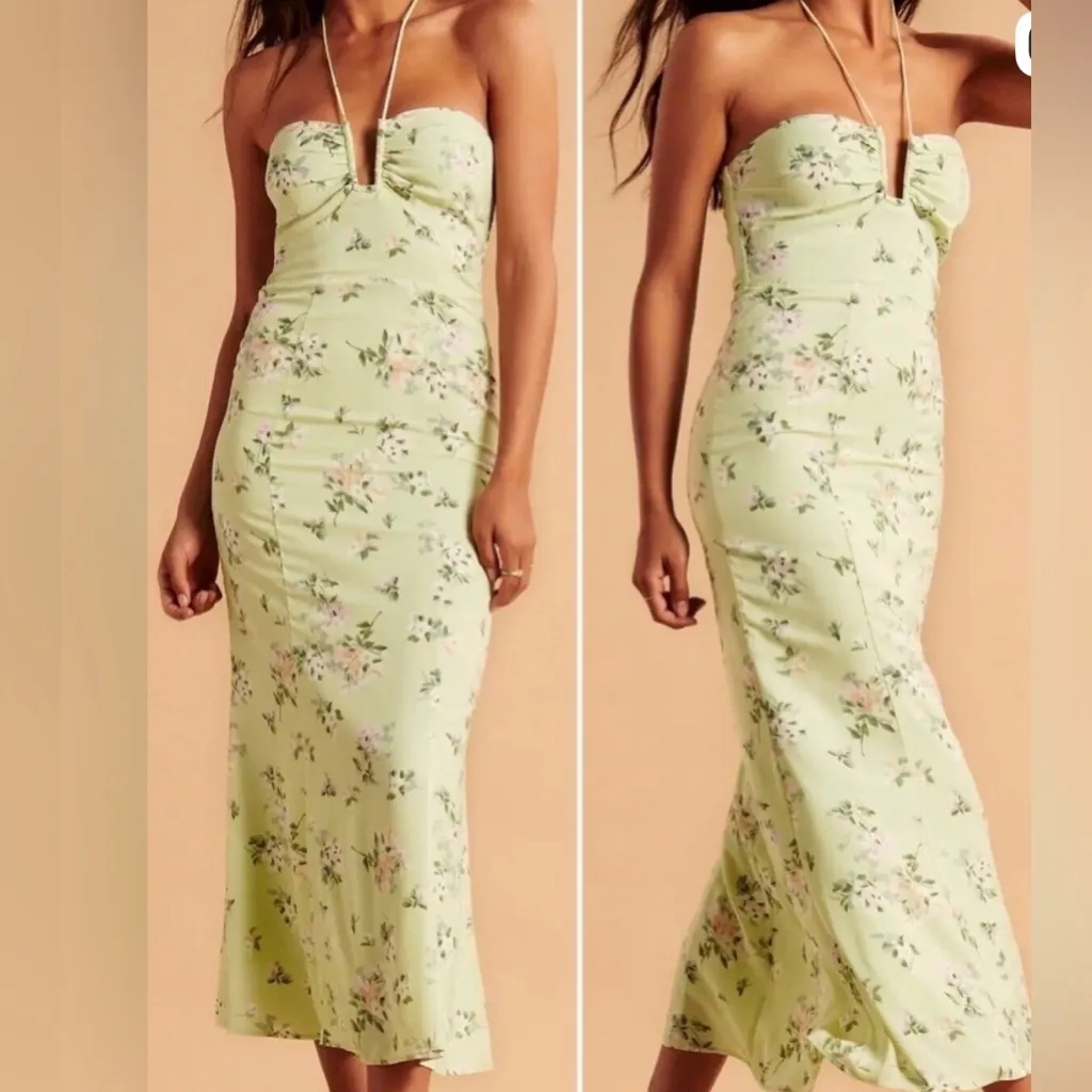 abercrombie halter neck dress (light green and floral) size XL like new - Image 5