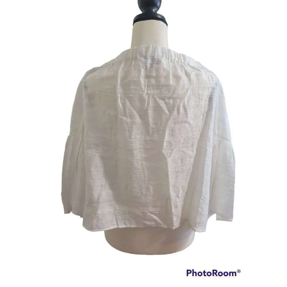 1. STATE Sz L Off the Shoulder White Blouse With Bell Sleeves New - Image 4