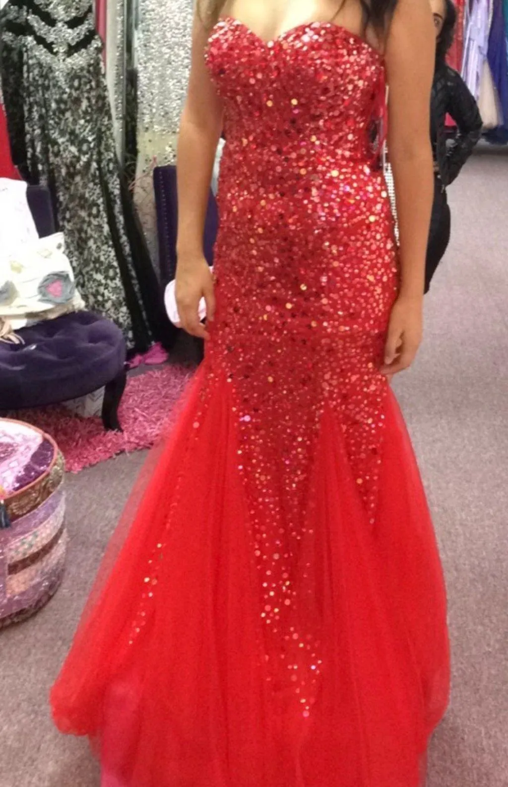 Red Dress With Rhinestones  - Image 2