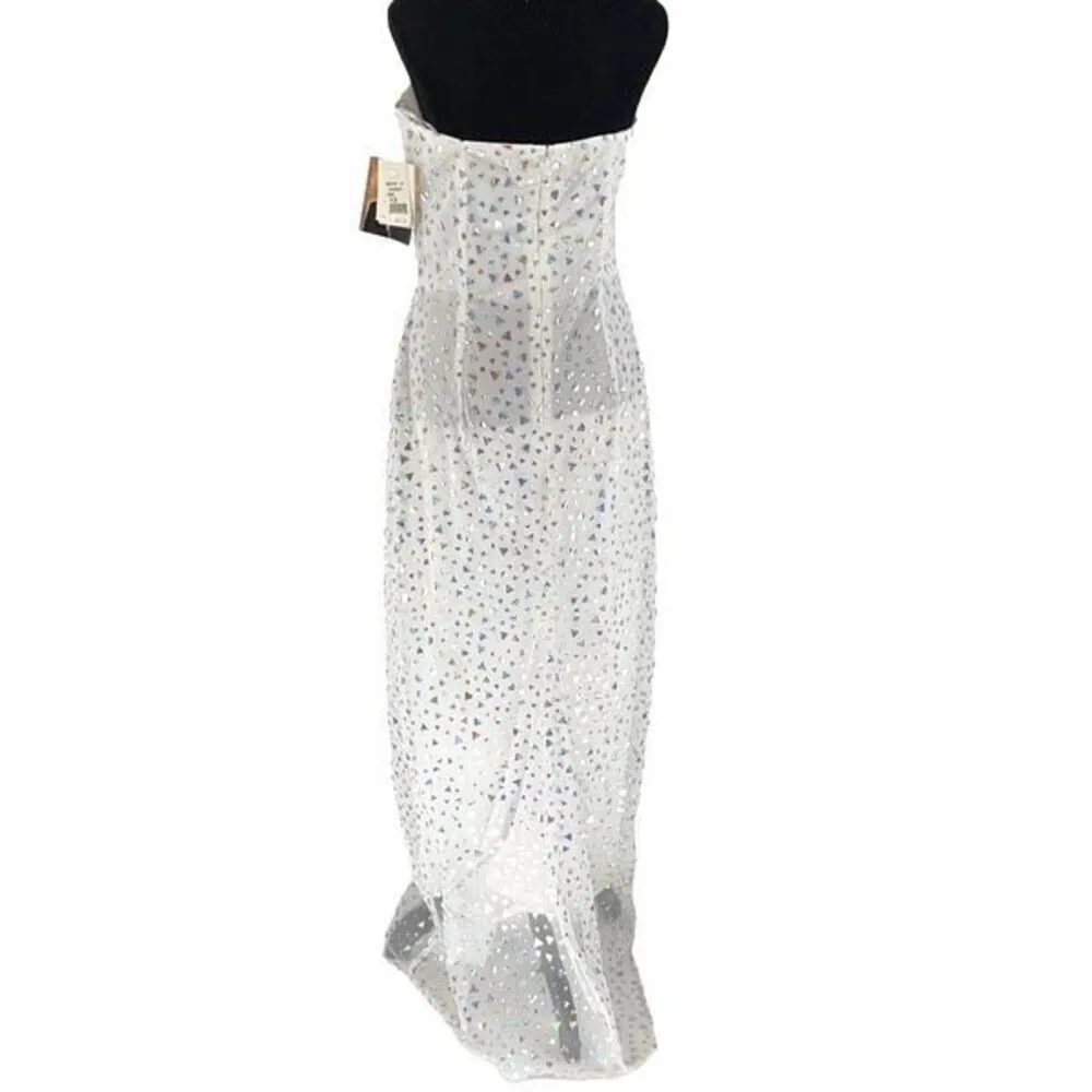 Vintage Jessica McClintock Gunne Sax Holo Strapless Formal Dress White Sz 13 NWT - Image 4