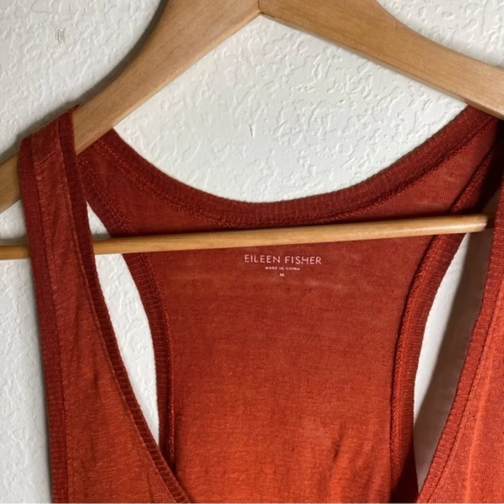 NWOT Eileen Fisher 100% Linen Burnt Orange See Through Mini Beach Dress ( M‎ ) - Image 3