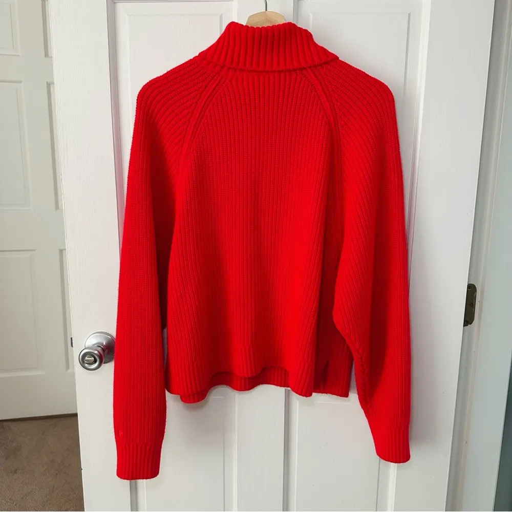VS PINK Varsity Knit Chunky Turtleneck Sweater Red Pepper Size L - Image 4