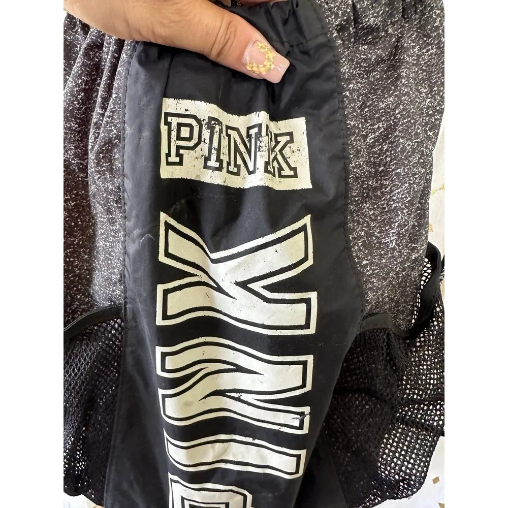 Victoria's Secret PINK Signature Logo Sporty Drawstring Backpack Tote Bag - Image 3