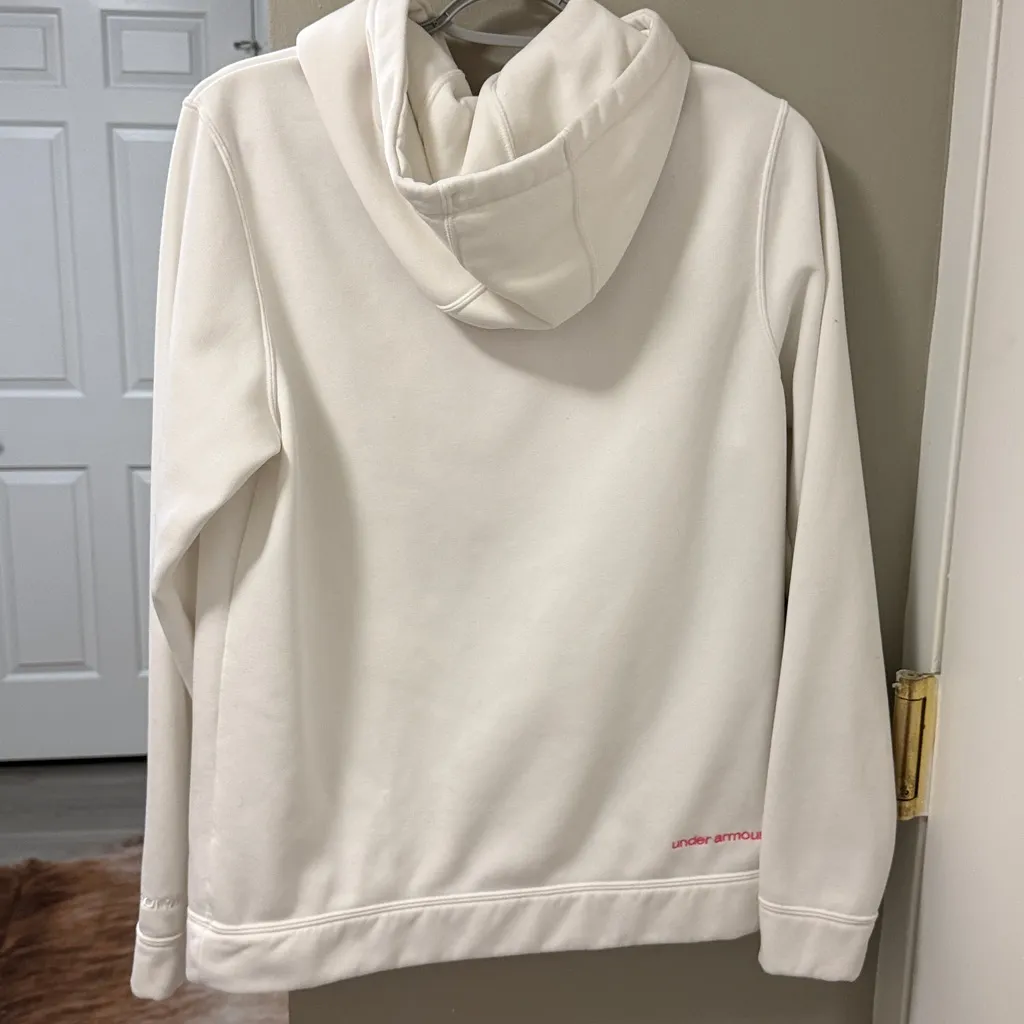 Under Armour Women's Tackle Twill Hooded Sweatshirt pink camo M - Image 9