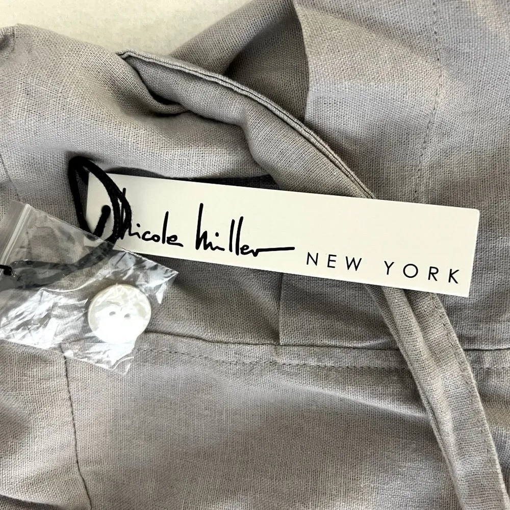 Nicole Miller Linen Gray Button Front Dress - Image 7