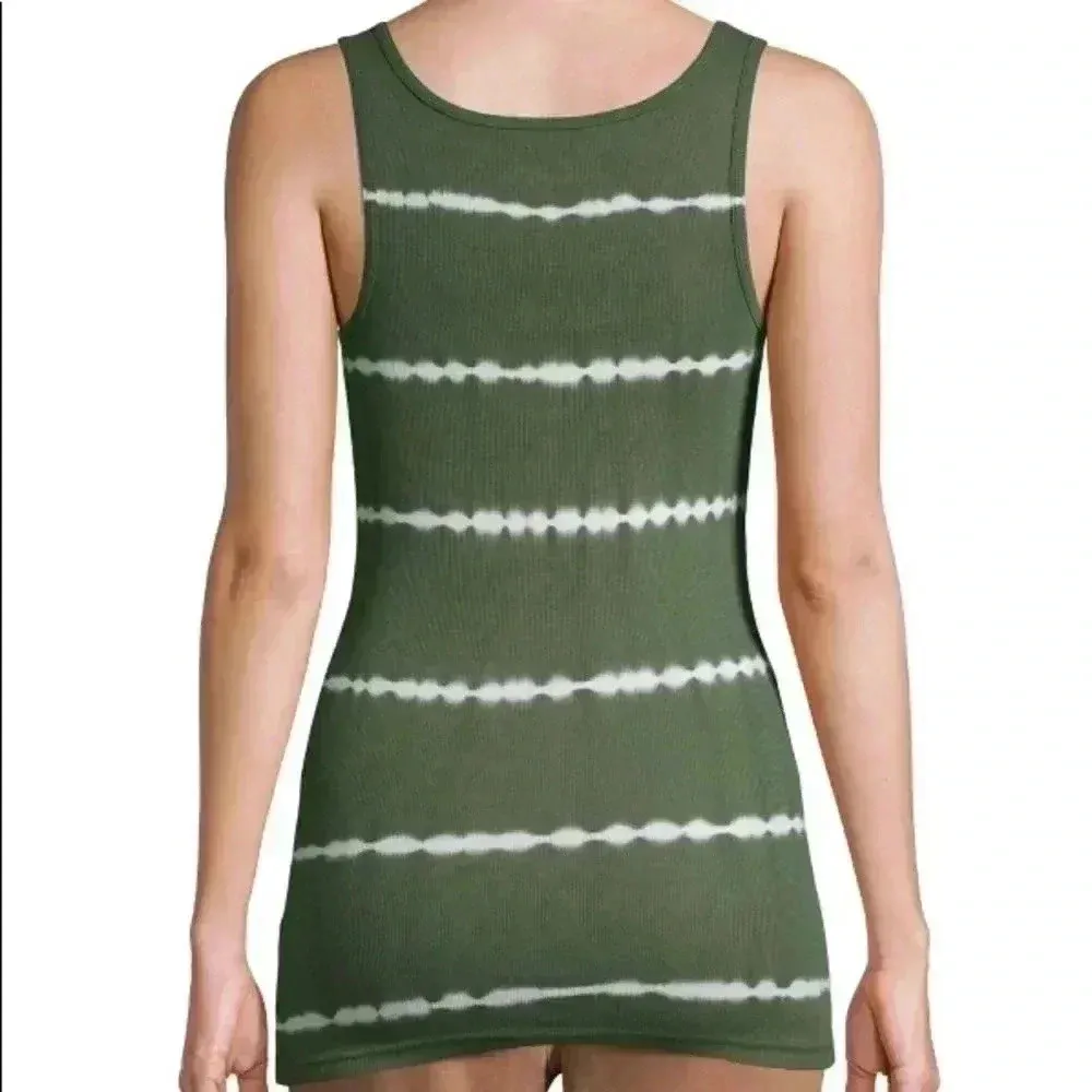 🆕Green Amber Tie Dye Ribbed Tank🆕 Green Size L - Image 2