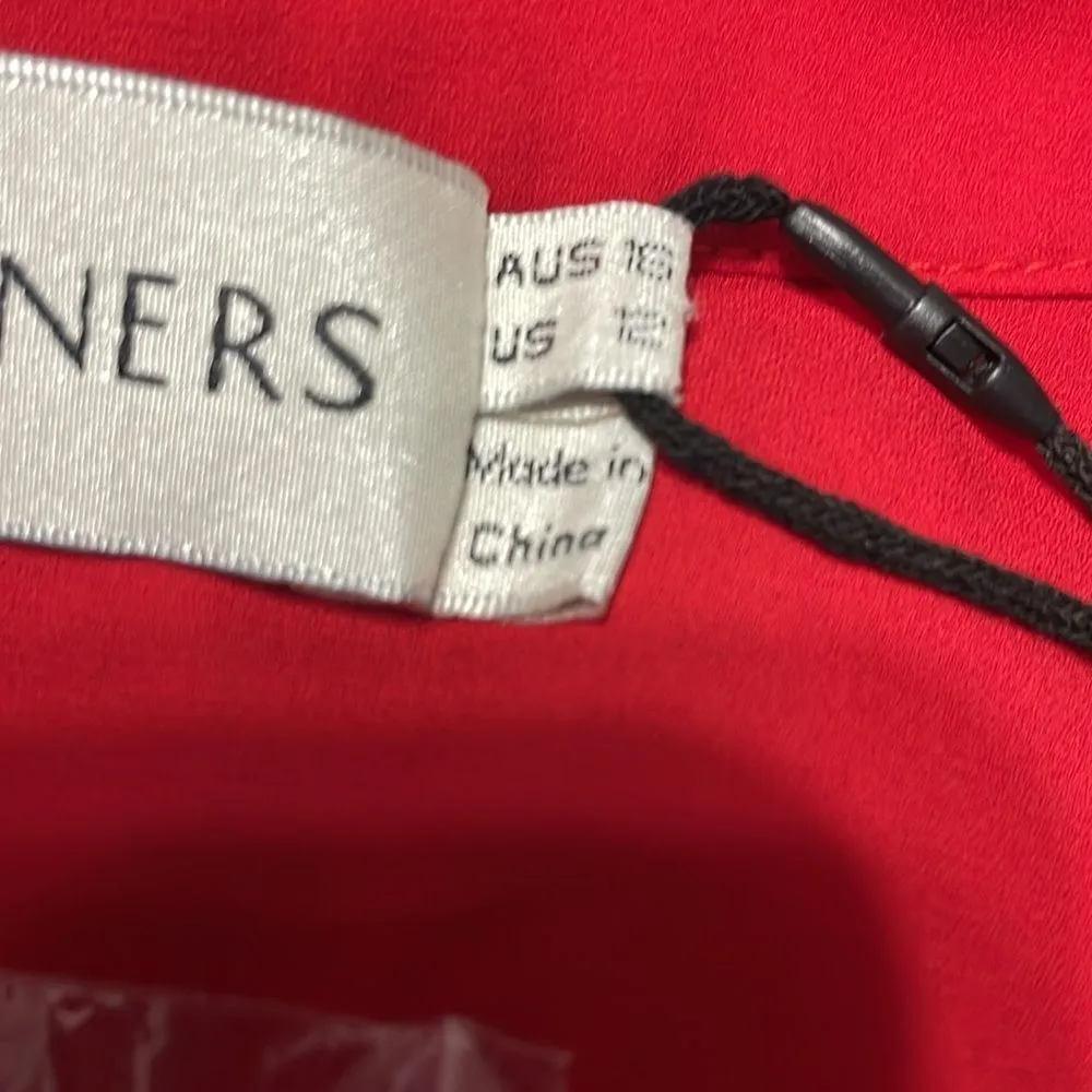 Fame & Partners Cherry Red Cutout Pleated Chiffon Gown Dakota Size 12‎ NEW - Image 13