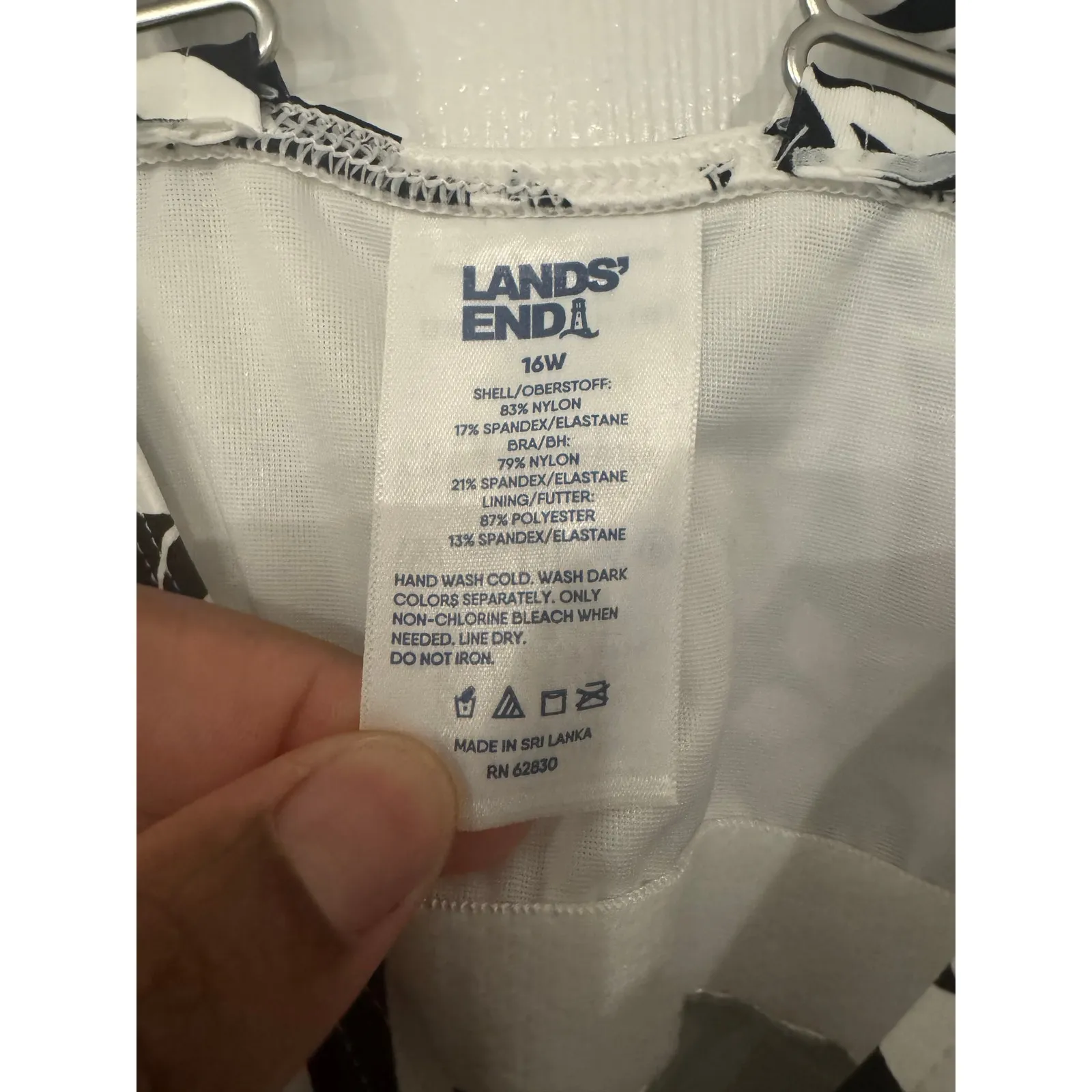 Lands’ End Tankini Top 16W Black White Floral Ruched Side Swim Top Plus - Image 7