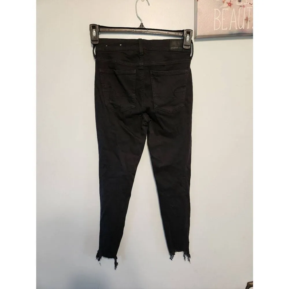 American Eagle Size 2 Regular Next Level Stretch Hi Rise Jegging Crop Black - Image 3