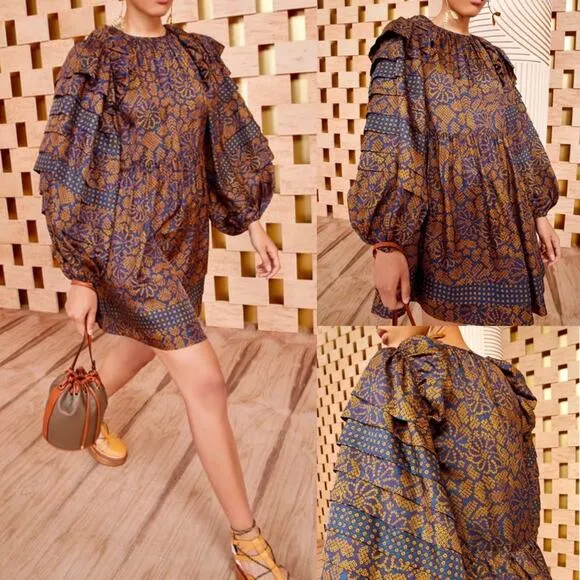 ULLA JOHNSON Emilia floral Mini Dress Silk Size Small Long Sleeve Small - Image 2