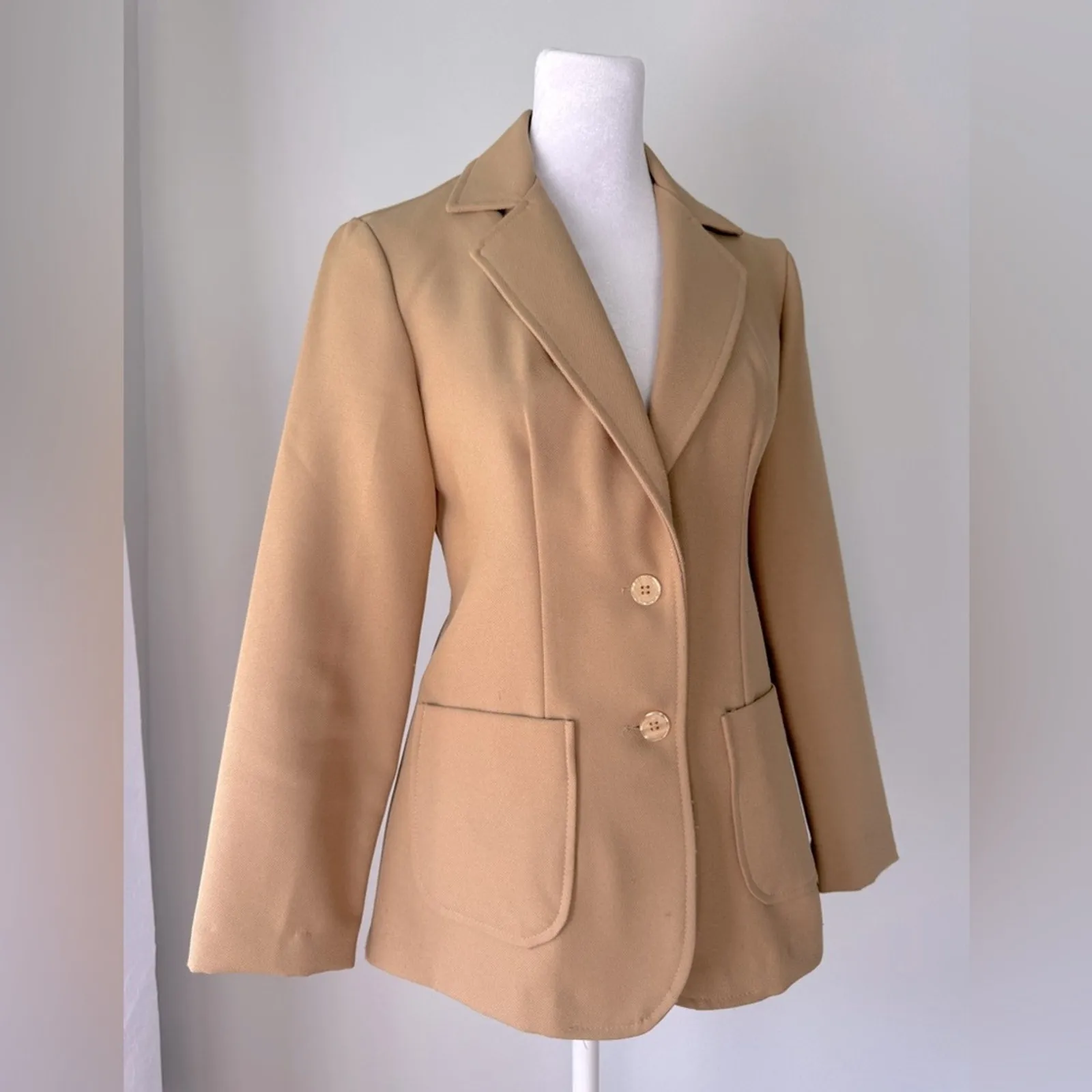 Vintage ‘70s Tan Single Breasted Blazer Size XS - Image 3