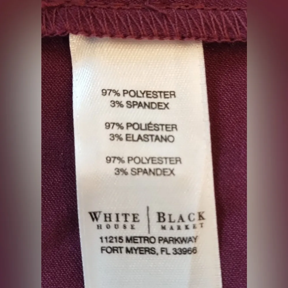 White House Black Market Womens Size 8 Jacket Wine Burgundy Long/Rolled Sleeves - Image 11