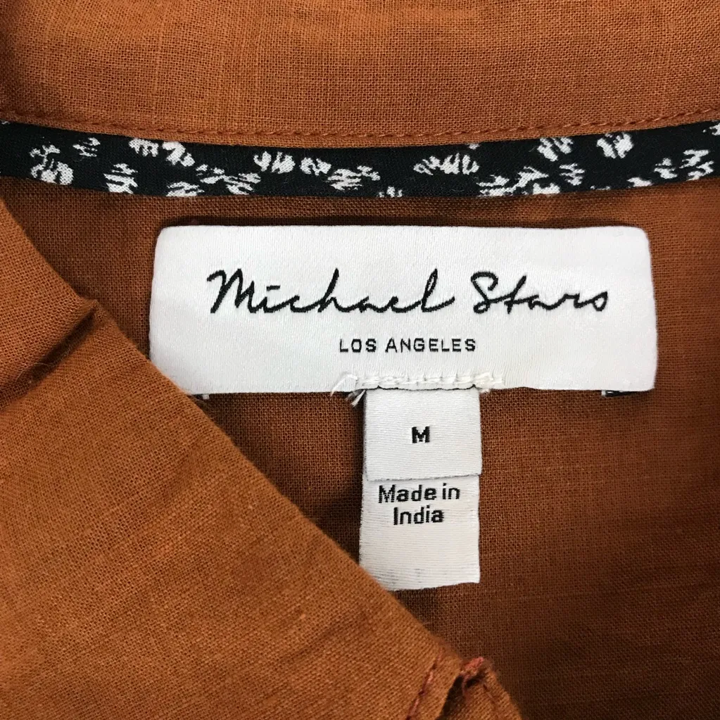 Michael Stars  Robyn Button Down Shirt Rust Orange Rustique Medium Fall Western - Image 6